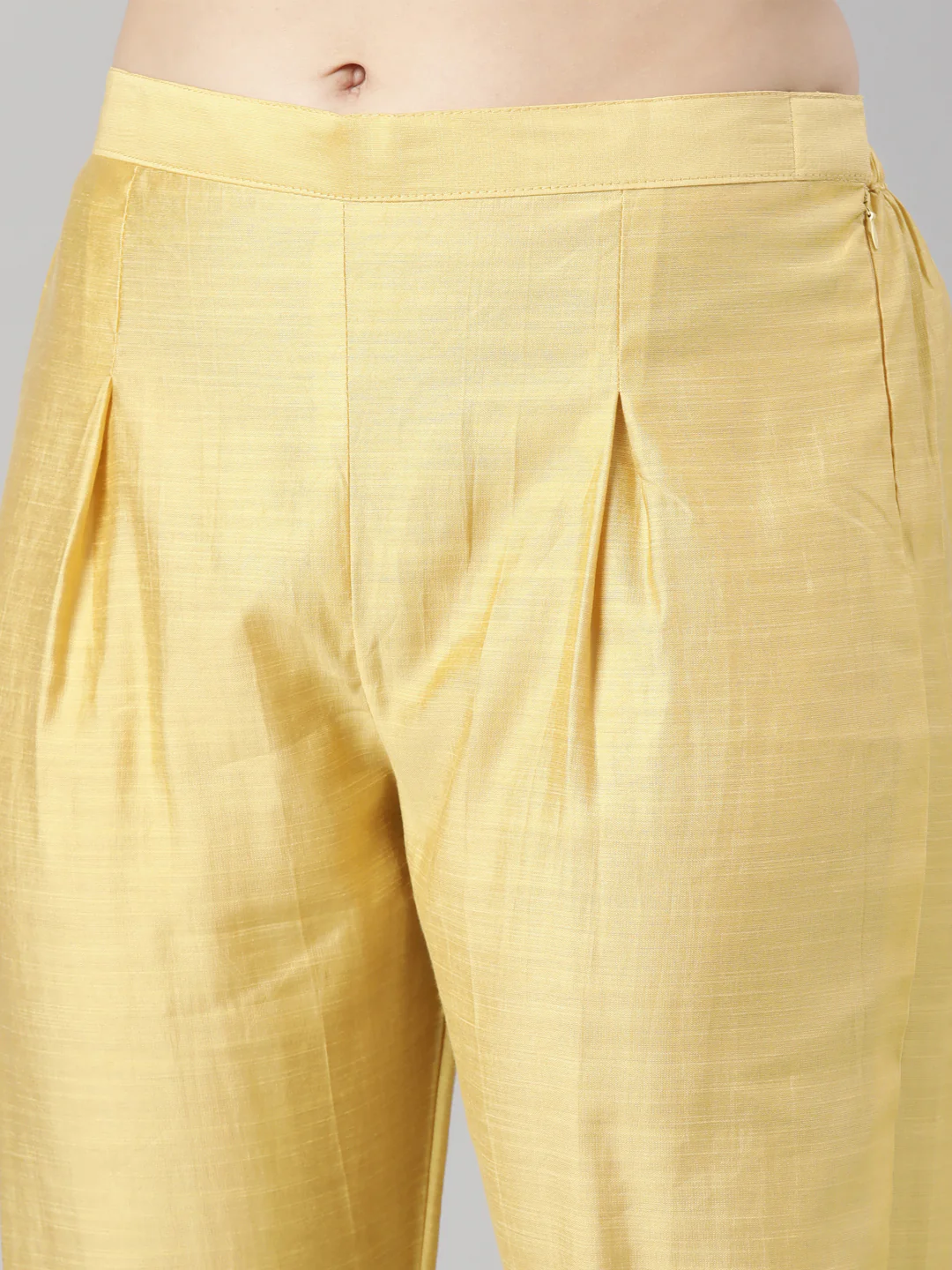Neerus Mustard Regular Straight Floral Kurta And Trousers With Dupatta - Image 5