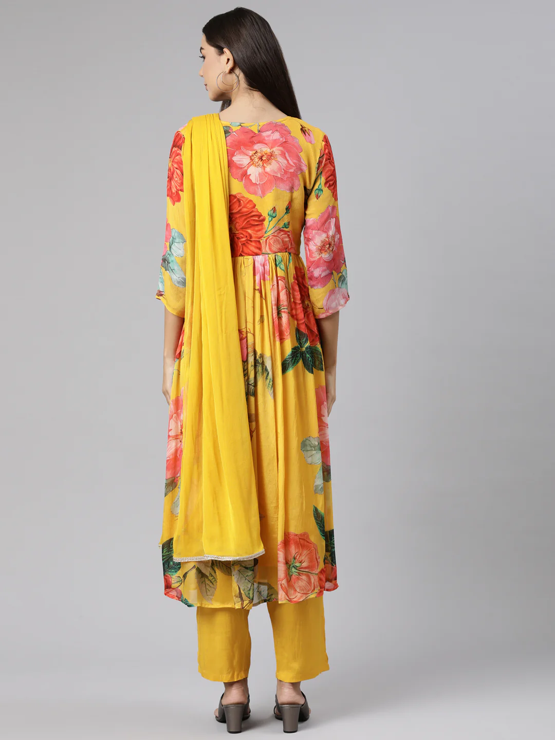 Neerus Mustard Regular Straight Solid Readymade suits - Image 3