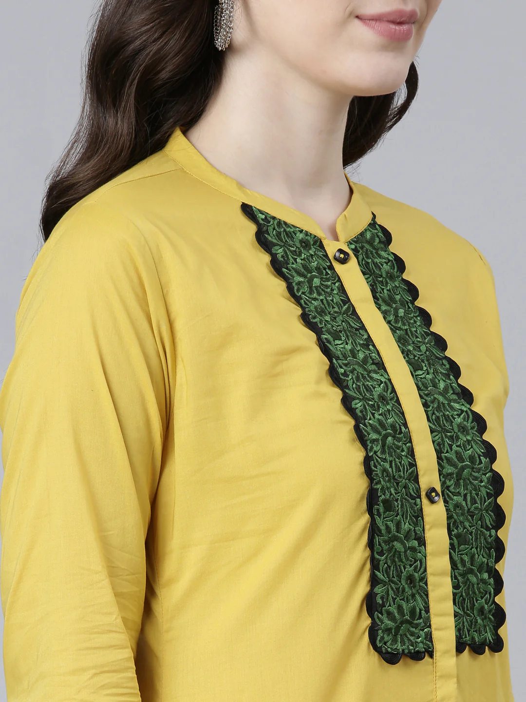 Neerus Mustard Regular Straight Solid Kurta - Image 4