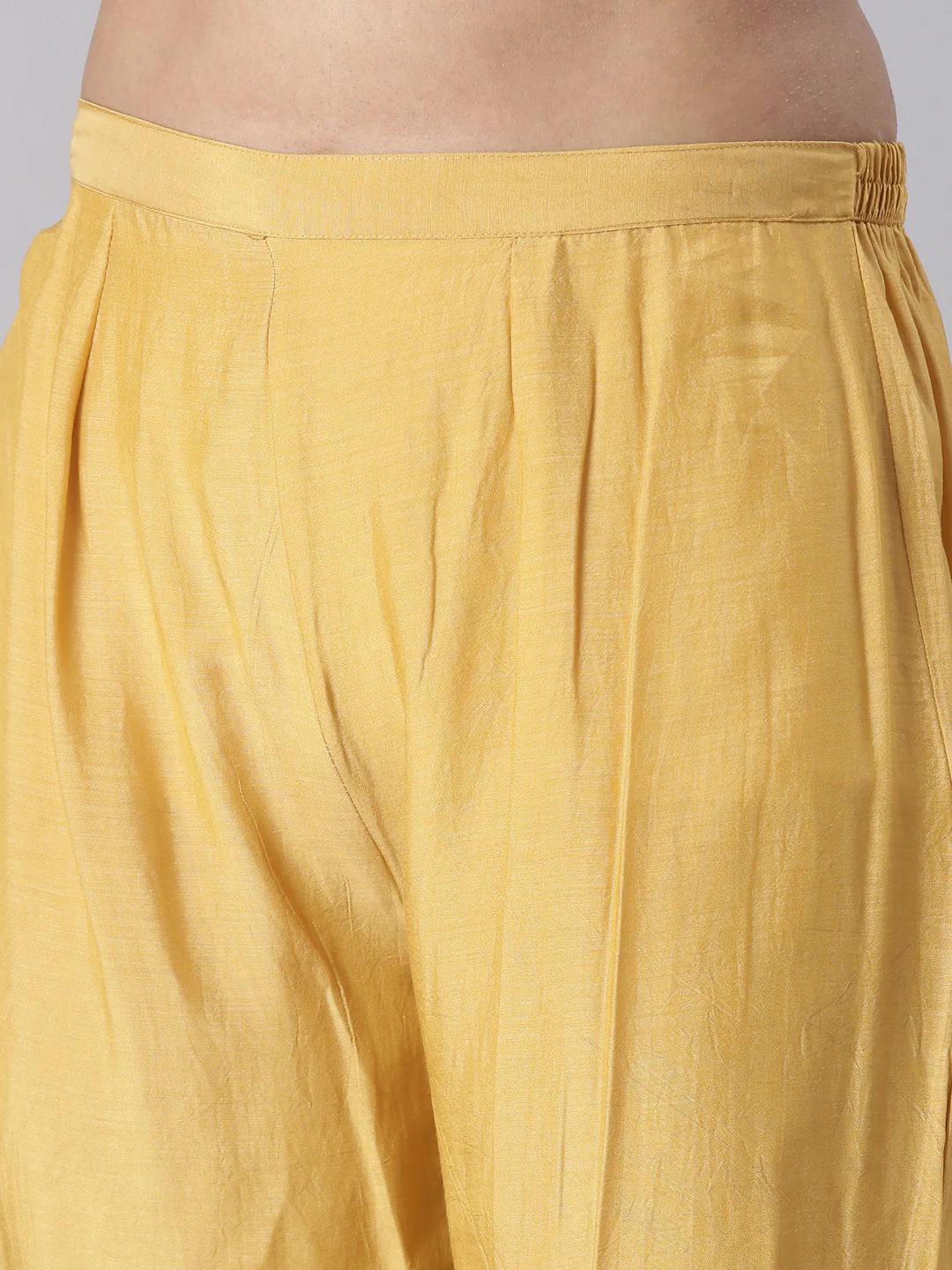 Neerus Mustard Solid Straight Kurta and Trousers With Dupatta - Image 6