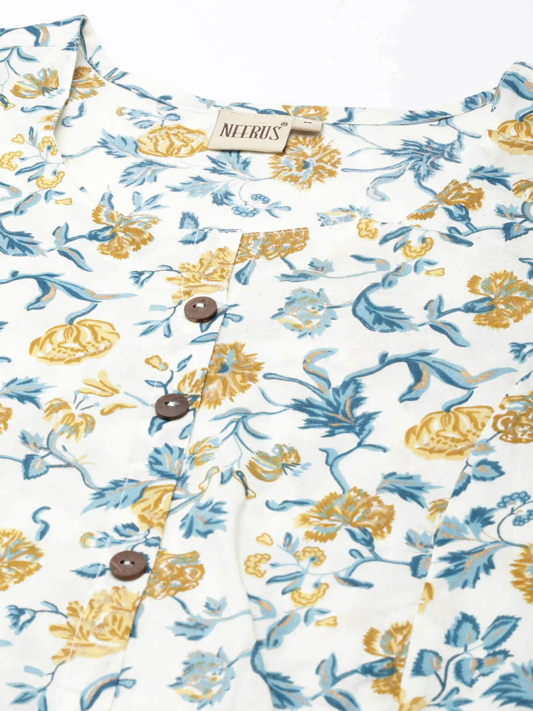 Neerus Mustard Straight Casual Floral Straight Kurta - Image 6
