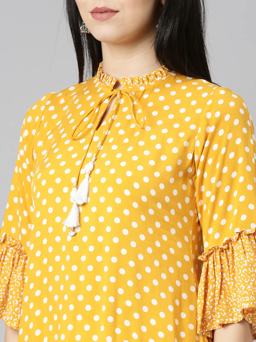 Neerus Mustard Straight Casual Printed Dress - Image 4
