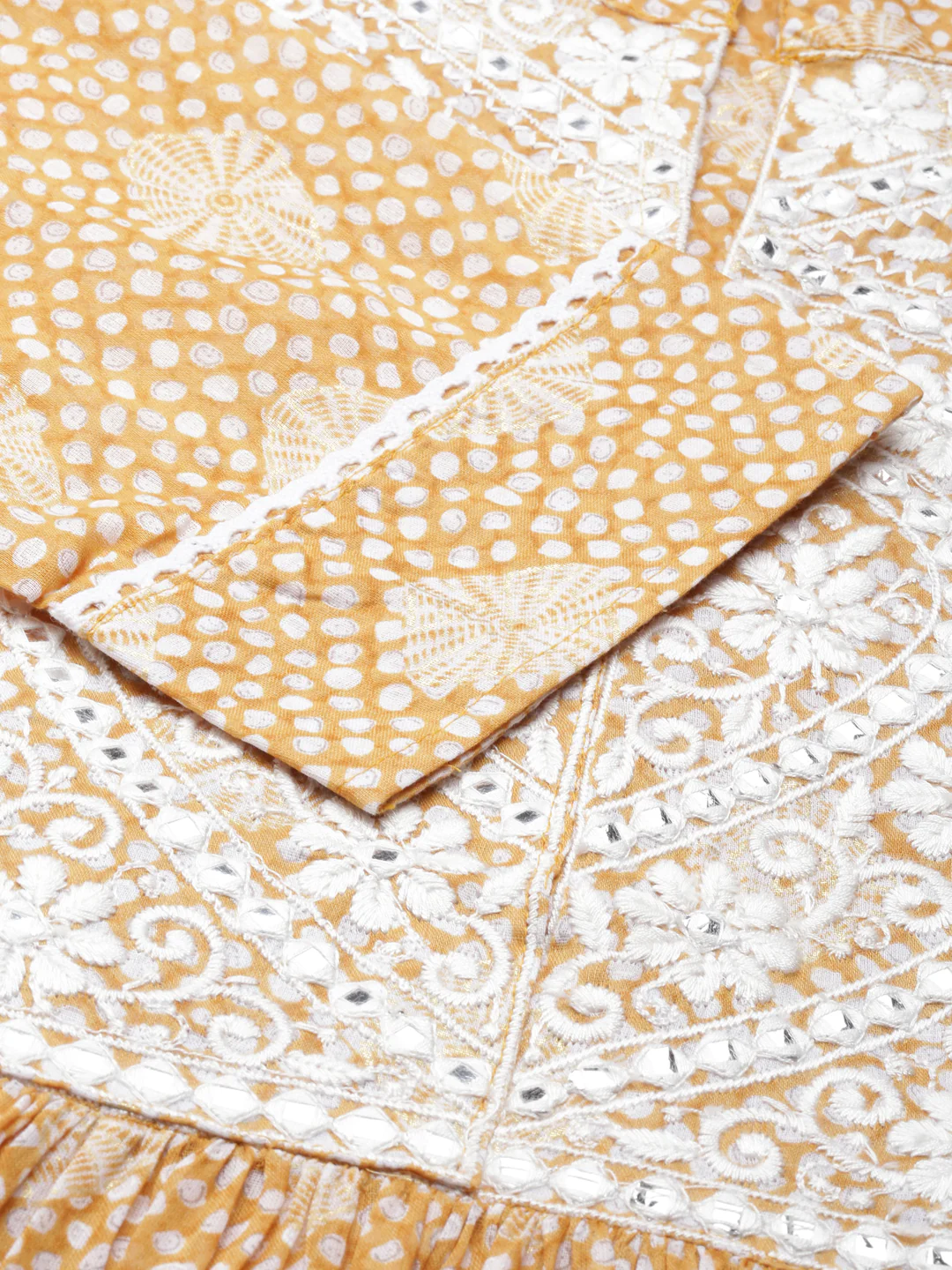 Neerus Mustard Straight Printed Cotton Kurta - Image 4