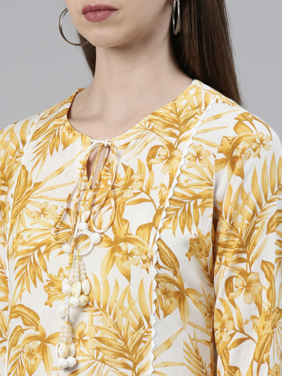 Neerus Mustard Straight Regular Chiffon Kurta - Image 4