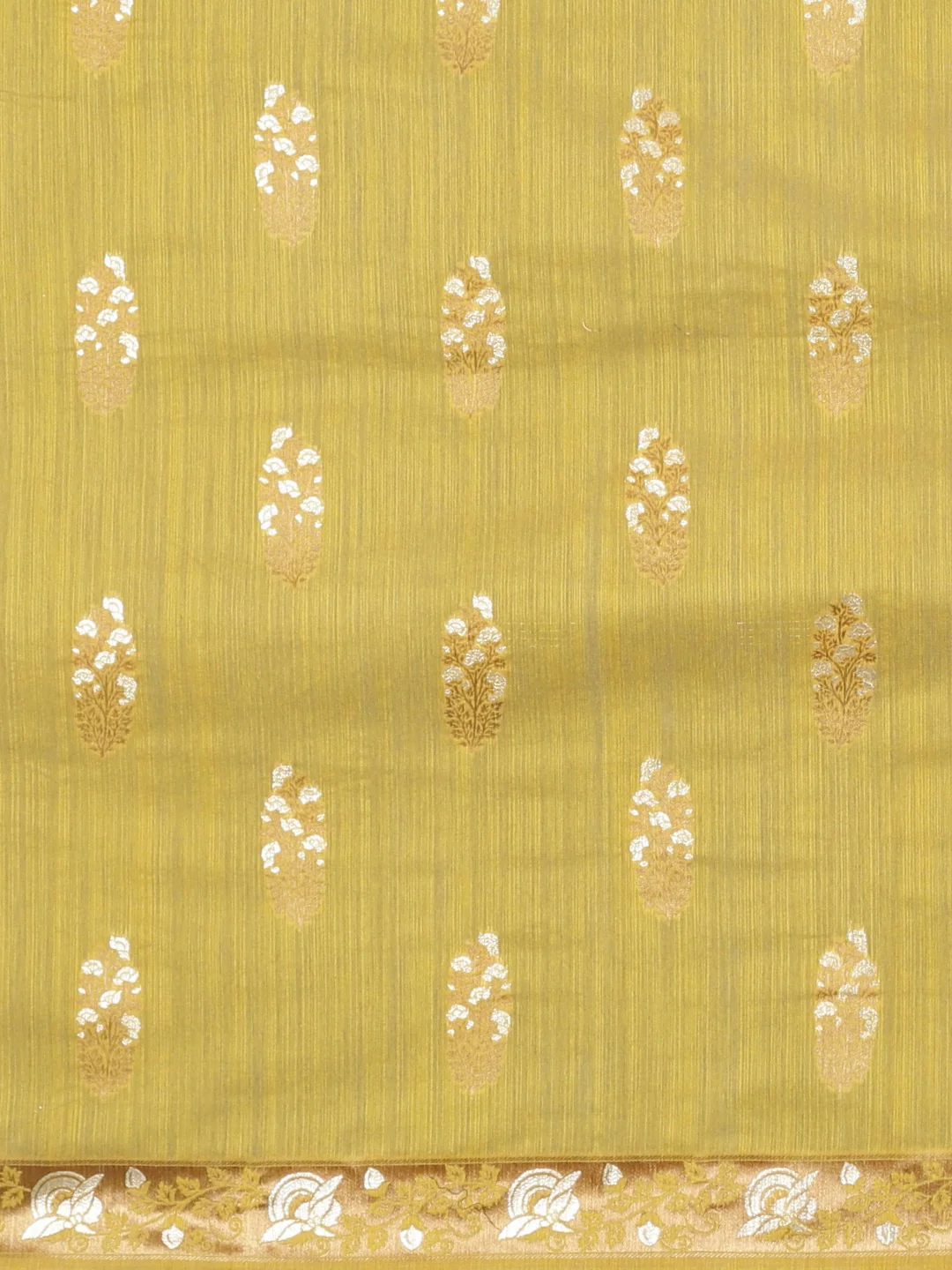 Neerus Mustard Yellow Golden Silk Cotton Printed Saree - Image 3