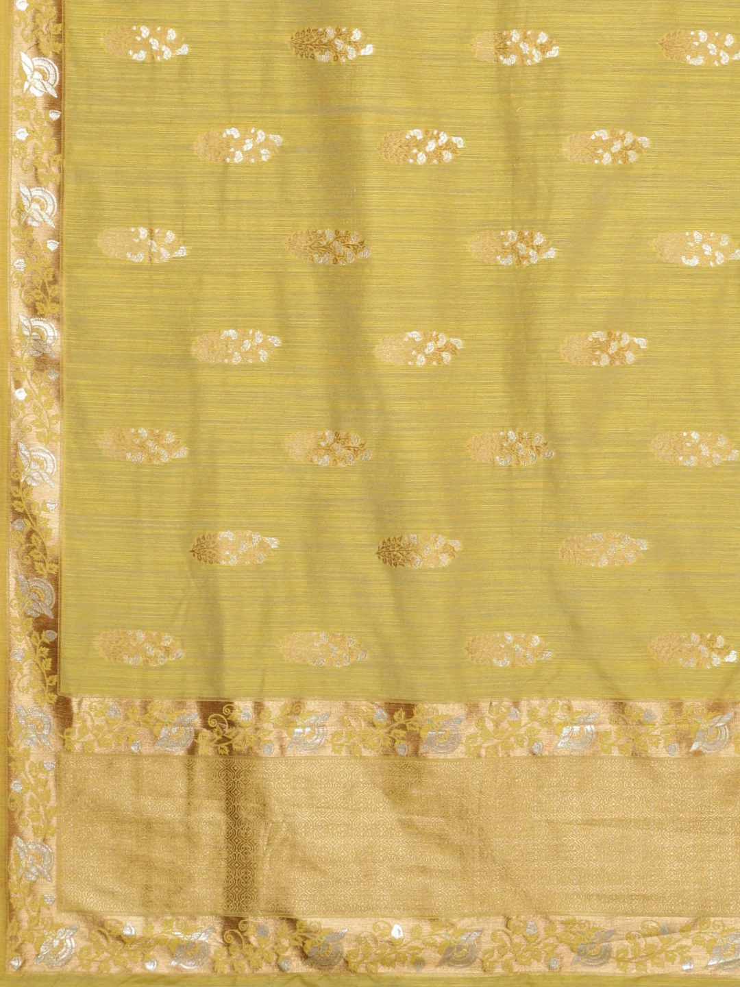 Neerus Mustard Yellow Golden Silk Cotton Printed Saree - Image 4