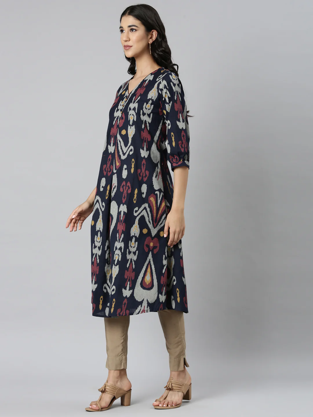 Neerus Navy Blue Casual Quirky Straight Kurta - Image 2