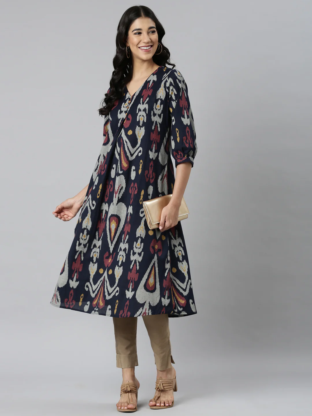 Neerus Navy Blue Casual Quirky Straight Kurta - Image 6
