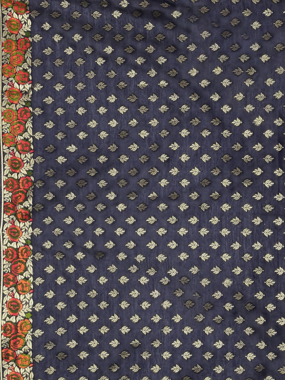 Neerus Navy Blue Color Banaras Fabric Saree - Image 6