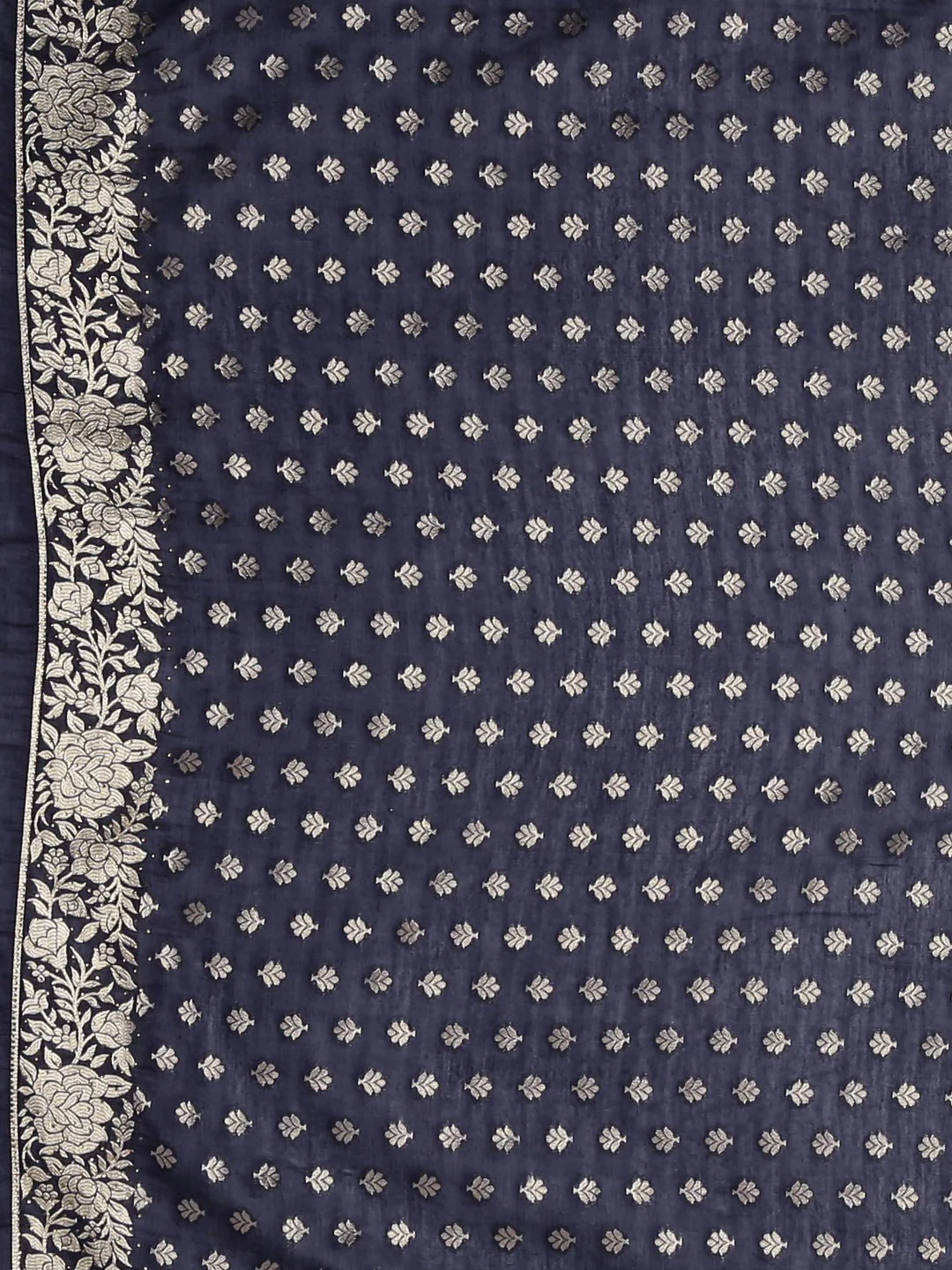 Neerus Navy Blue Color Banaras Fabric Saree - Image 6