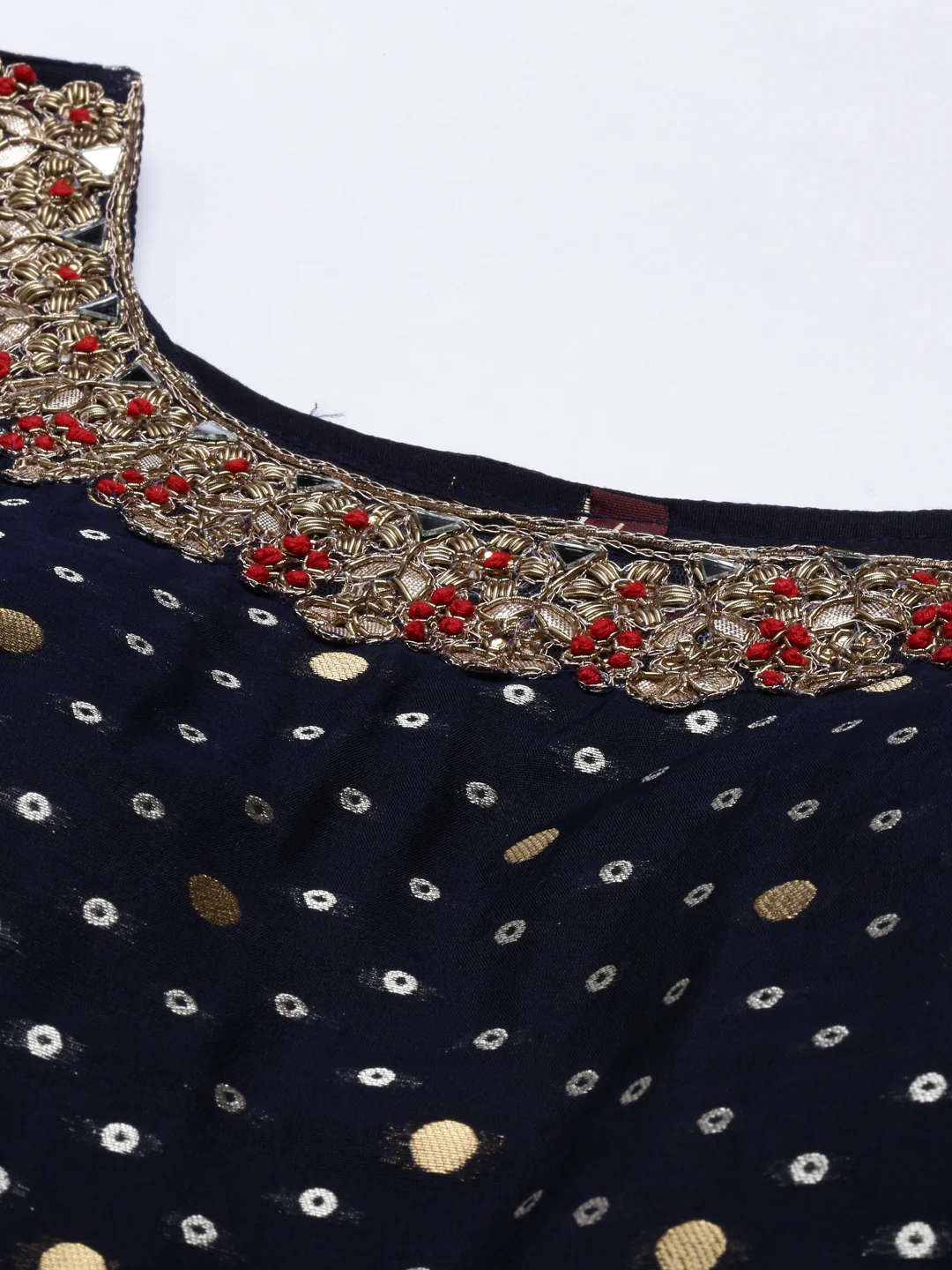 Neerus Navy Blue Color Chanderi Fabric Suit-Anarkali - Image 4