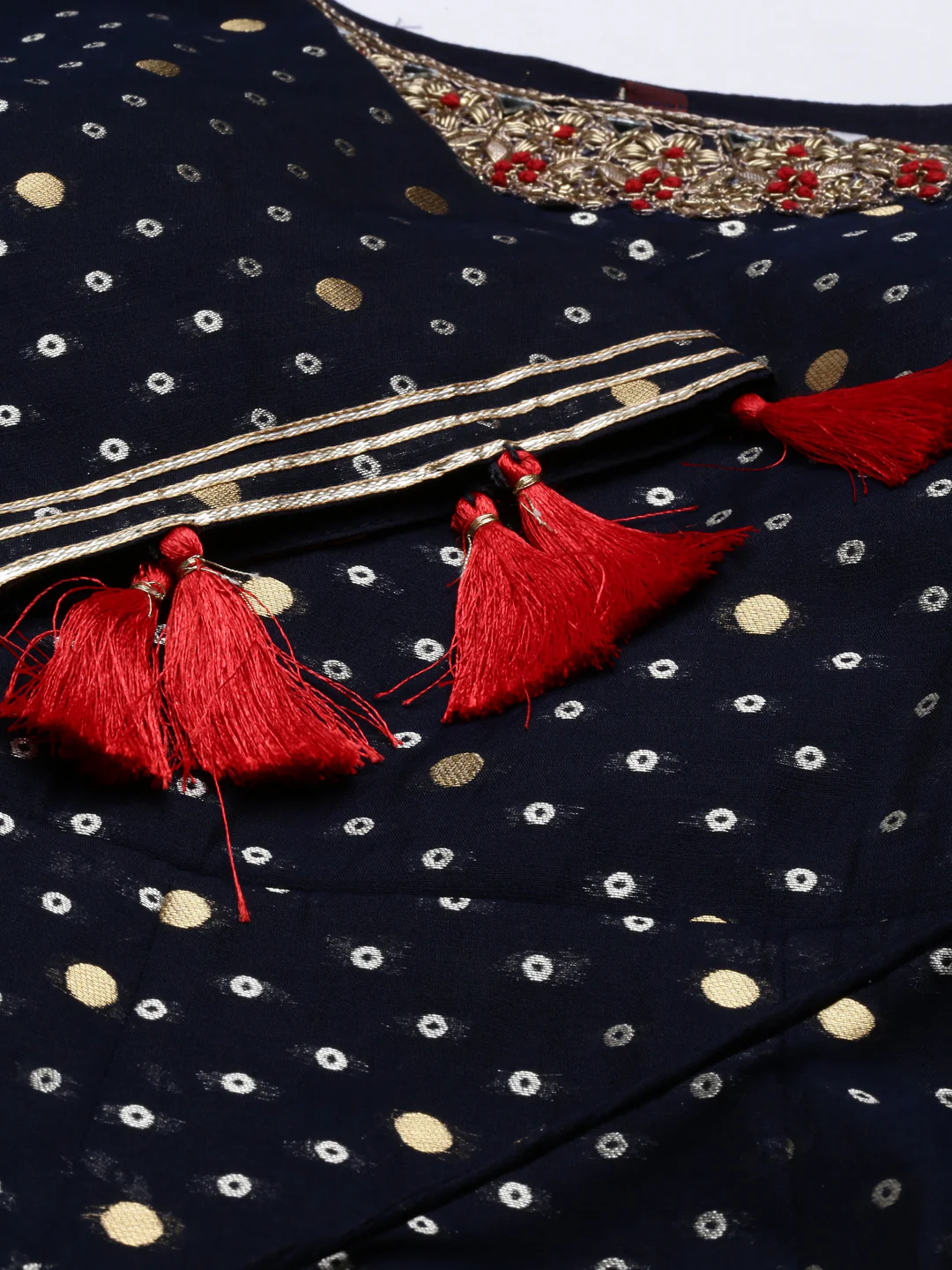 Neerus Navy Blue Color Chanderi Fabric Suit-Anarkali - Image 5