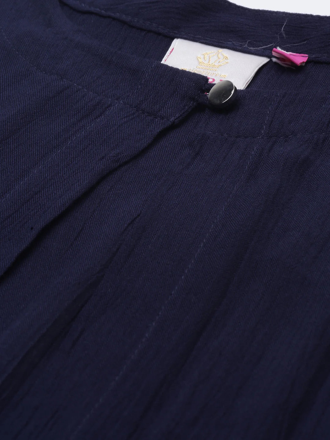Neerus Navy Blue Color Chiffon Fabric Over Coat - Image 3