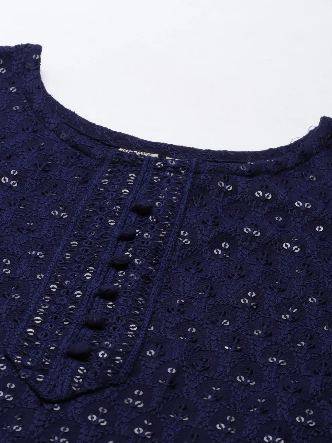 Neerus Navy Blue Color Chiken Fabric Kurta - Image 2