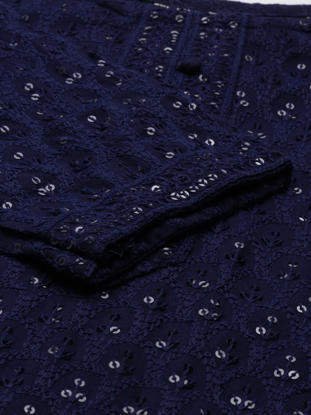 Neerus Navy Blue Color Chiken Fabric Kurta - Image 7