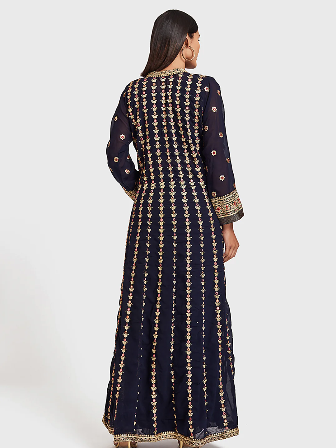 Neerus Navy Blue Color Georgette Fabric Suit-Fusion - Image 2