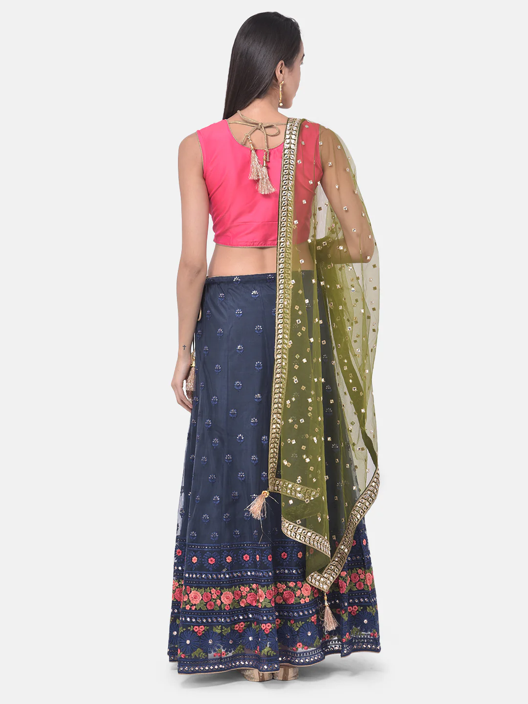 Neerus Navy Blue Color Nett Fabric Ghagra Set - Image 3