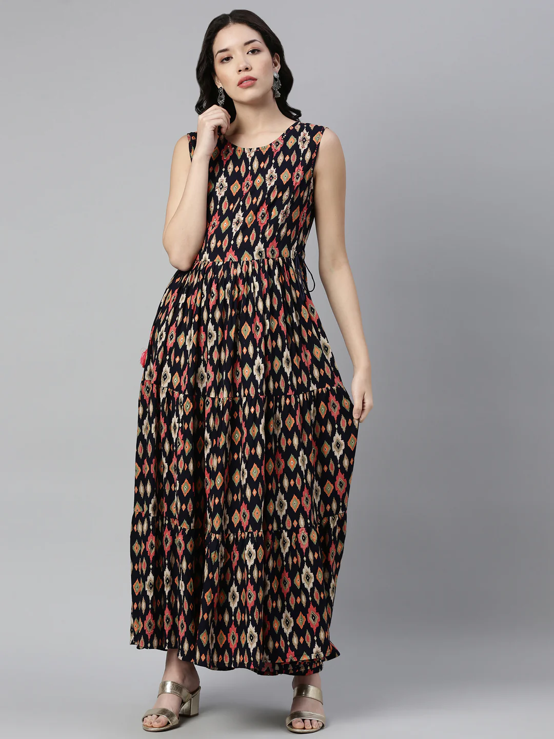 Neerus Navy Blue Color Rayon Fabric Kurta - Image 4