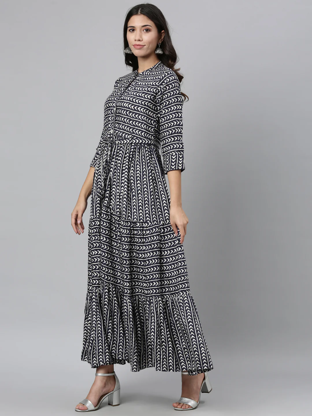 Neerus Navy Blue Color Rayon Fabric Kurta - Image 5