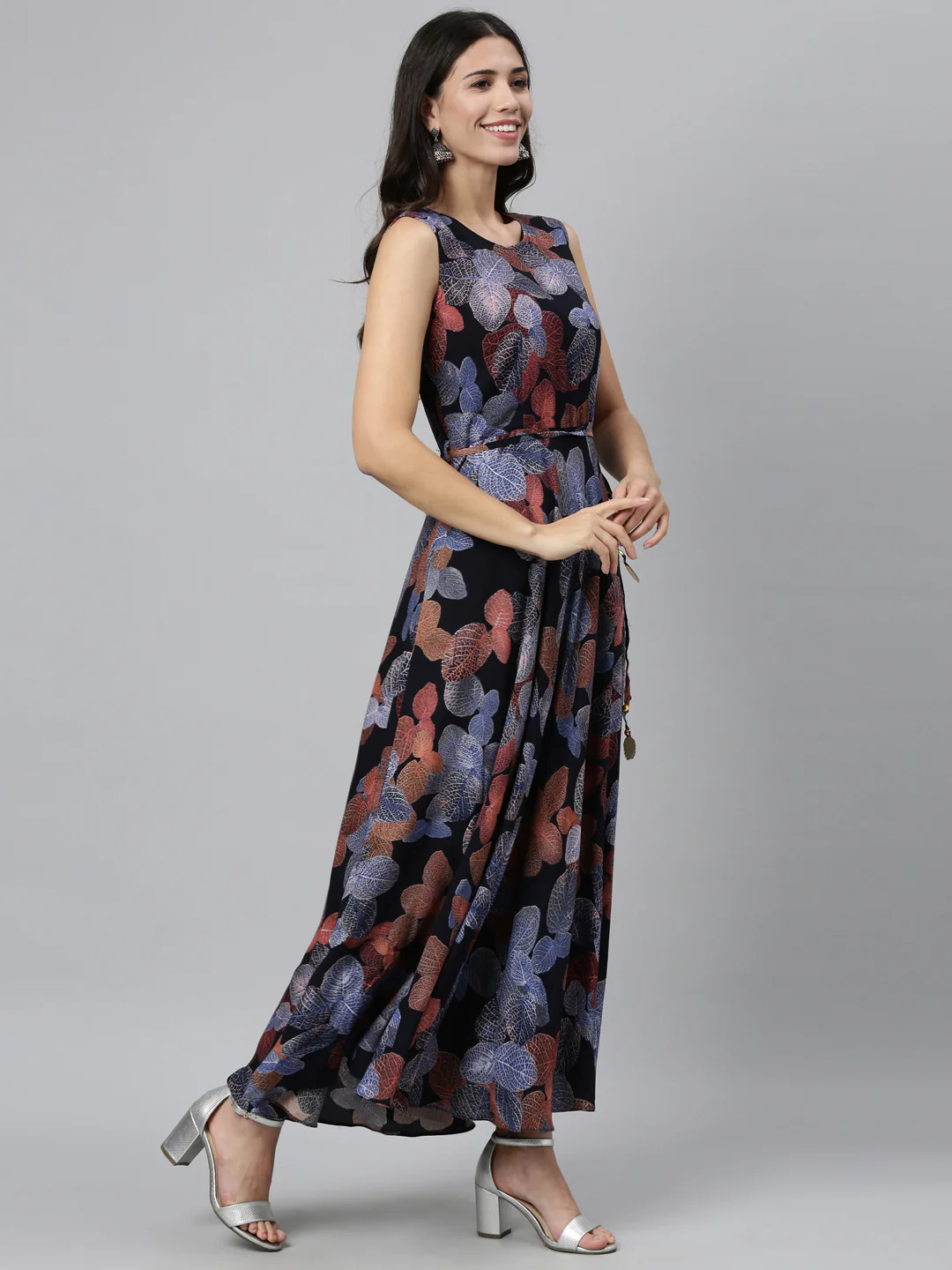 Neerus Navy Blue Color Rayon Fabric Kurta - Image 2