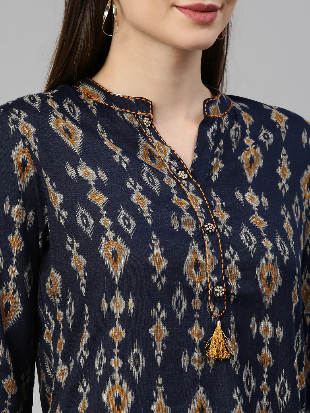 Neerus Navy Blue Color Rayon Fabric Kurta - Image 7