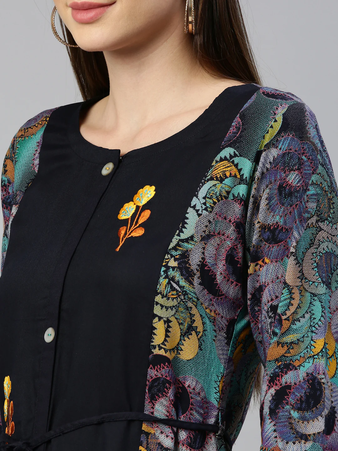 Neerus Navy Blue Color Rayon Fabric Kurta - Image 8