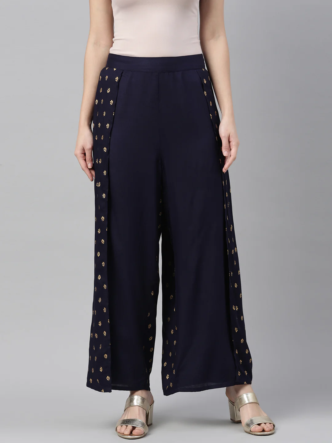 Neerus Navy Blue Color Rayon Fabric Plazzo - Image 2