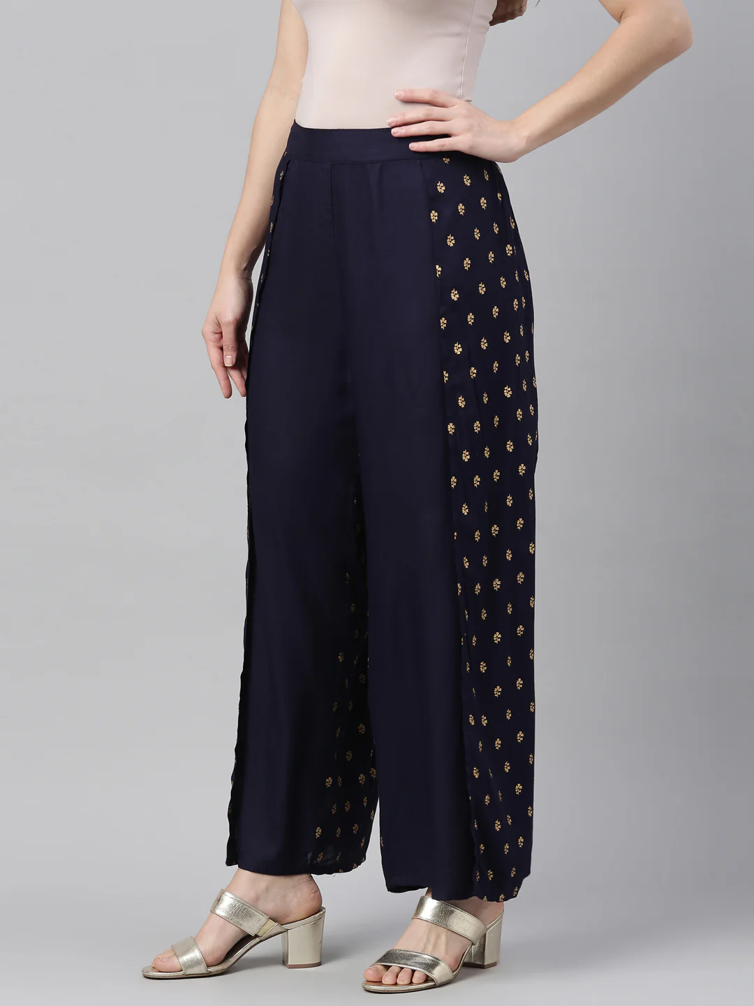 Neerus Navy Blue Color Rayon Fabric Plazzo - Image 3