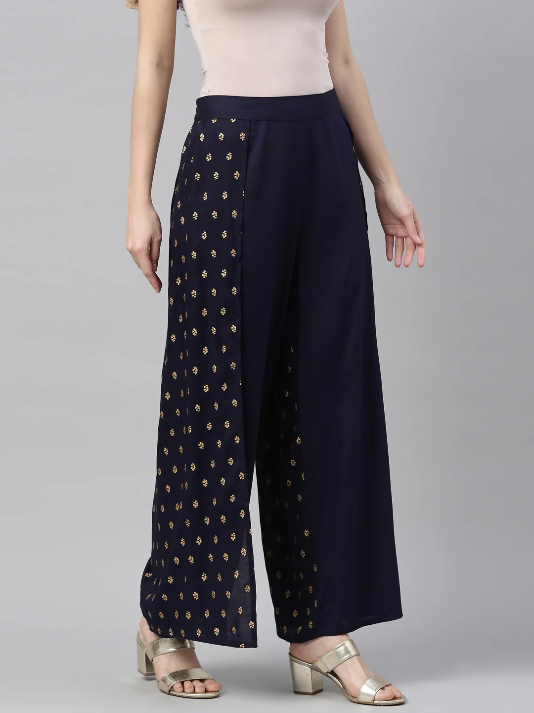 Neerus Navy Blue Color Rayon Fabric Plazzo - Image 4