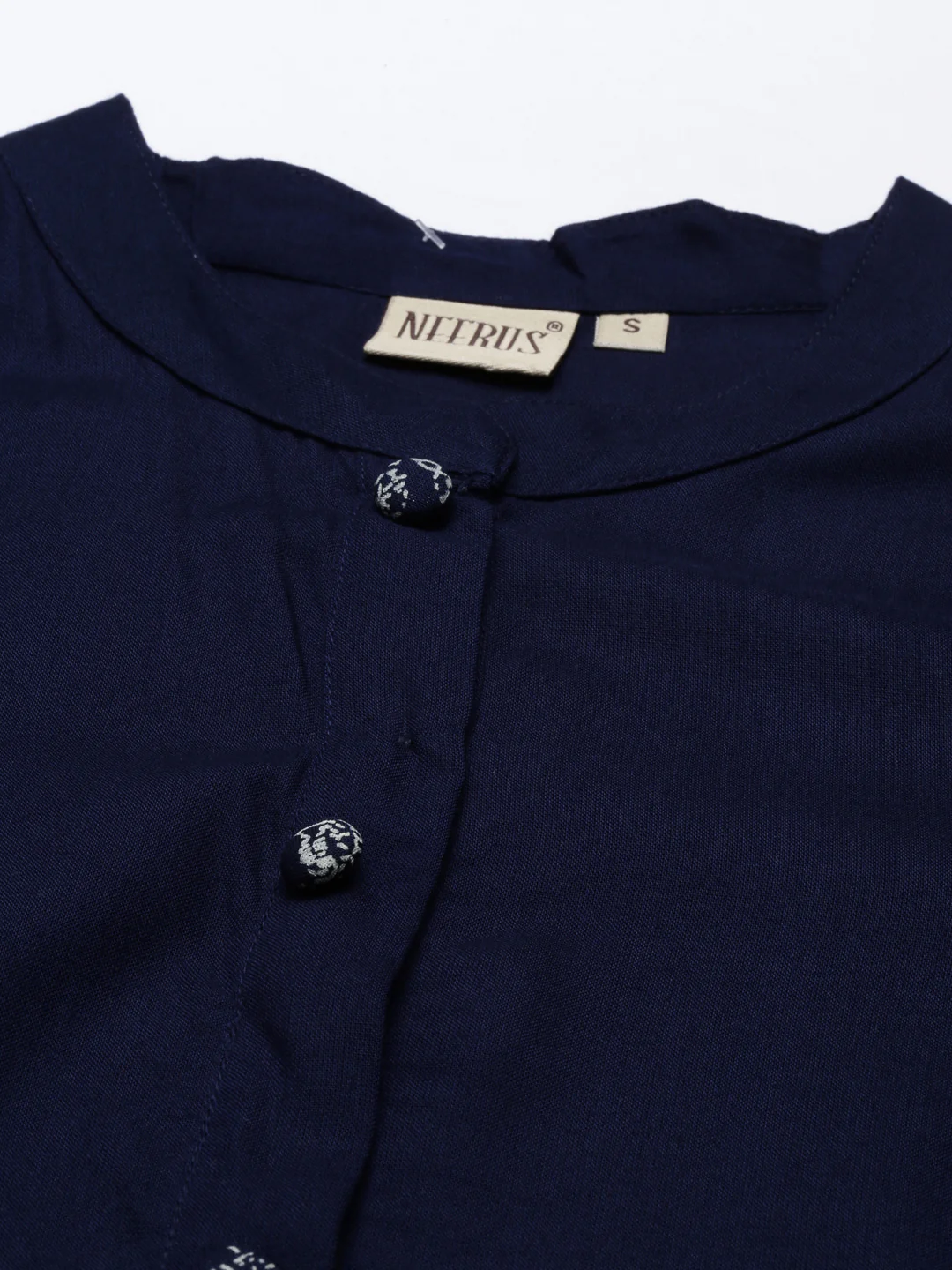 Neerus Navy Blue Color Rayon Fabric Tunic - Image 3