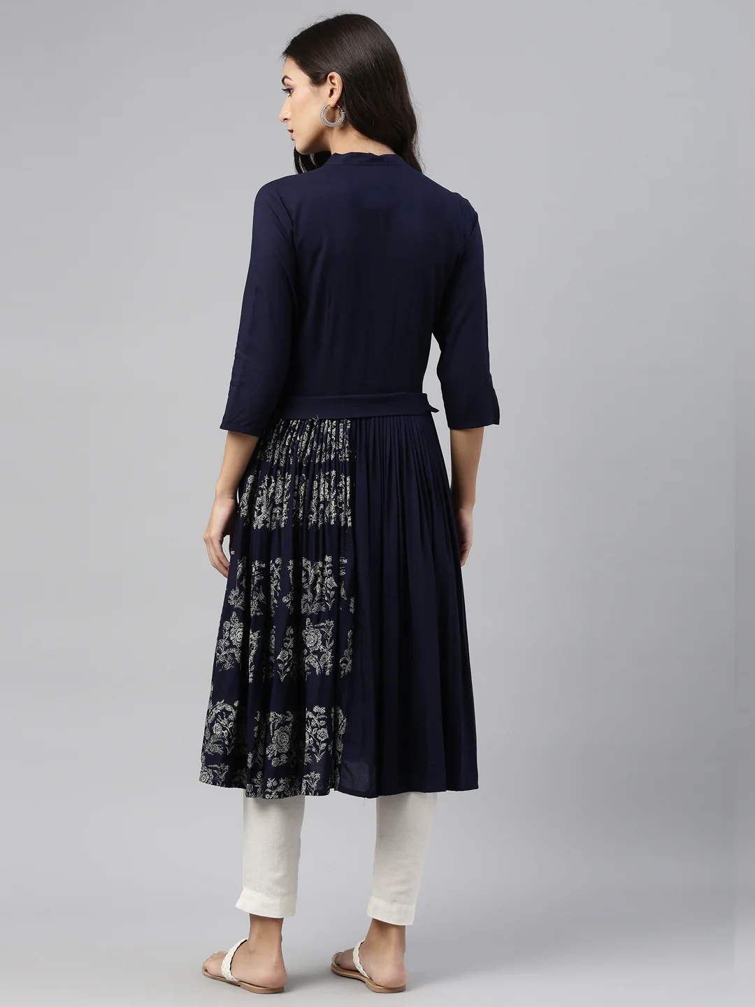 Neerus Navy Blue Color Rayon Fabric Tunic - Image 6