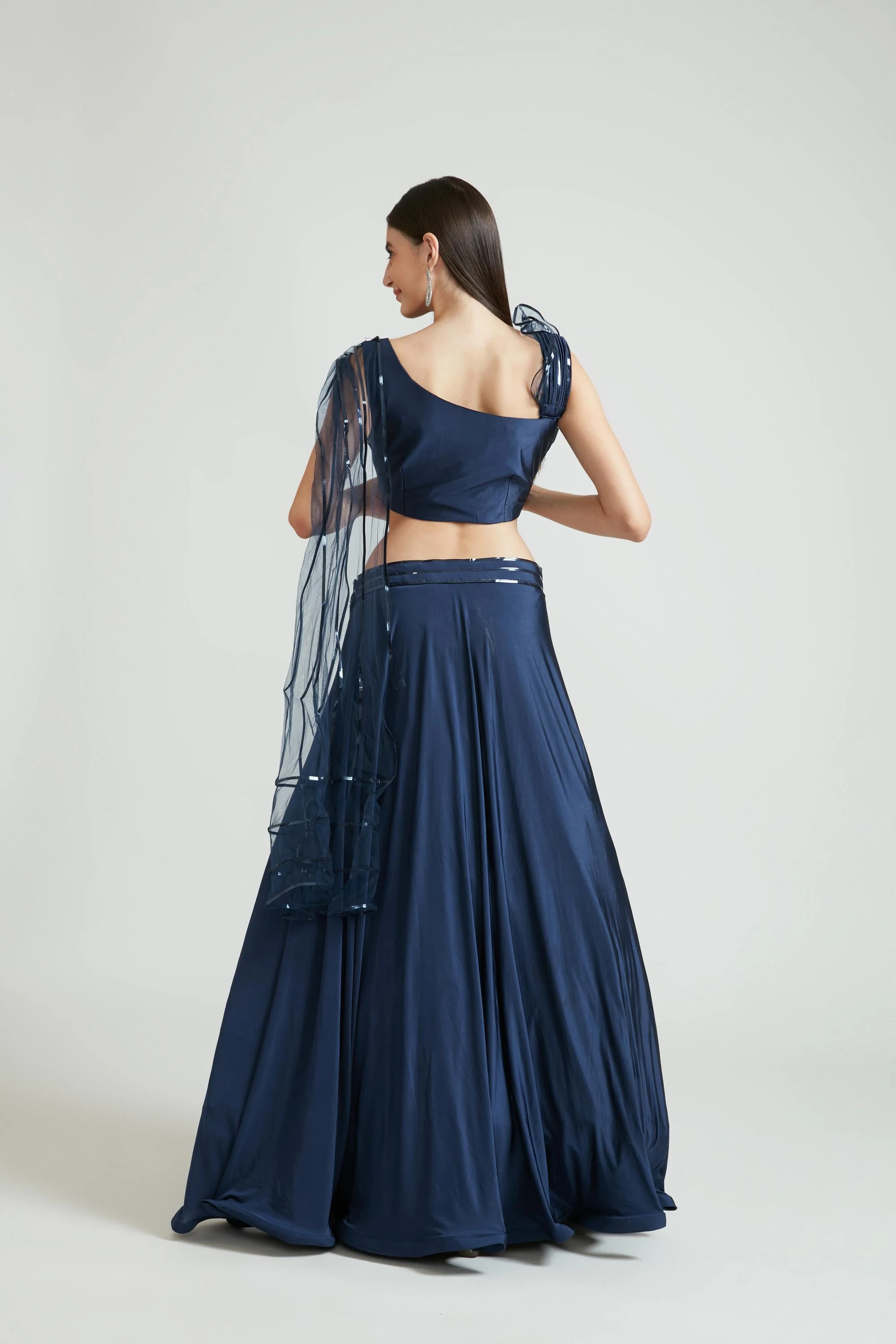 Neerus Navy Blue Color Scuba Fabric Lehenga Choli - Image 4