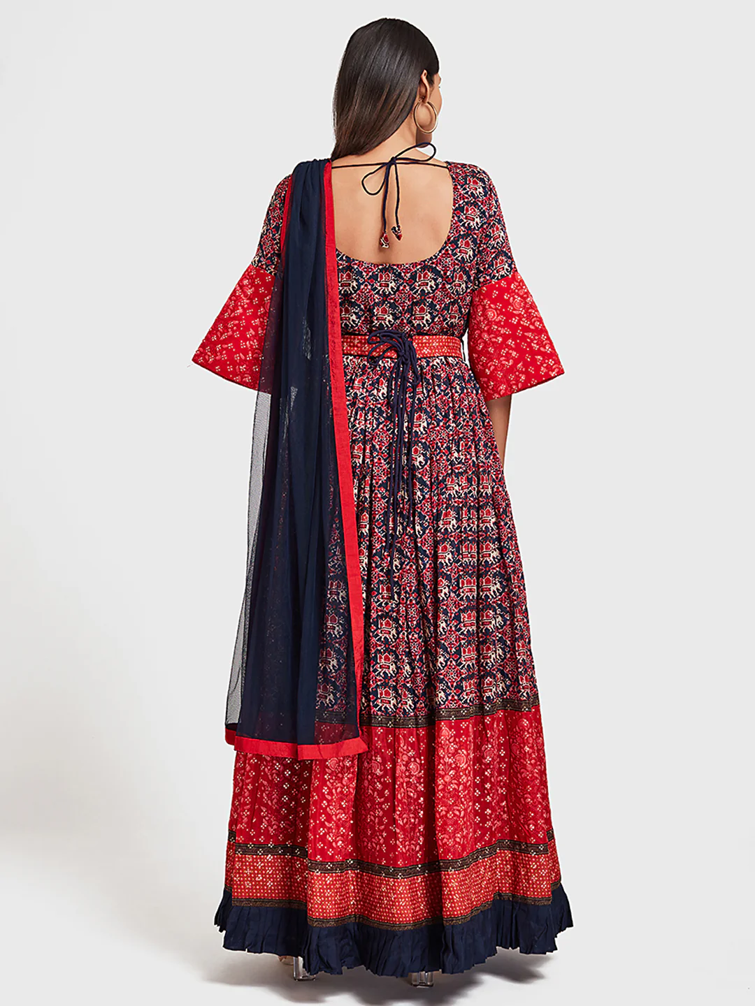 Neerus Navy Blue Color Silk Fabric Suit-Anarkali - Image 2
