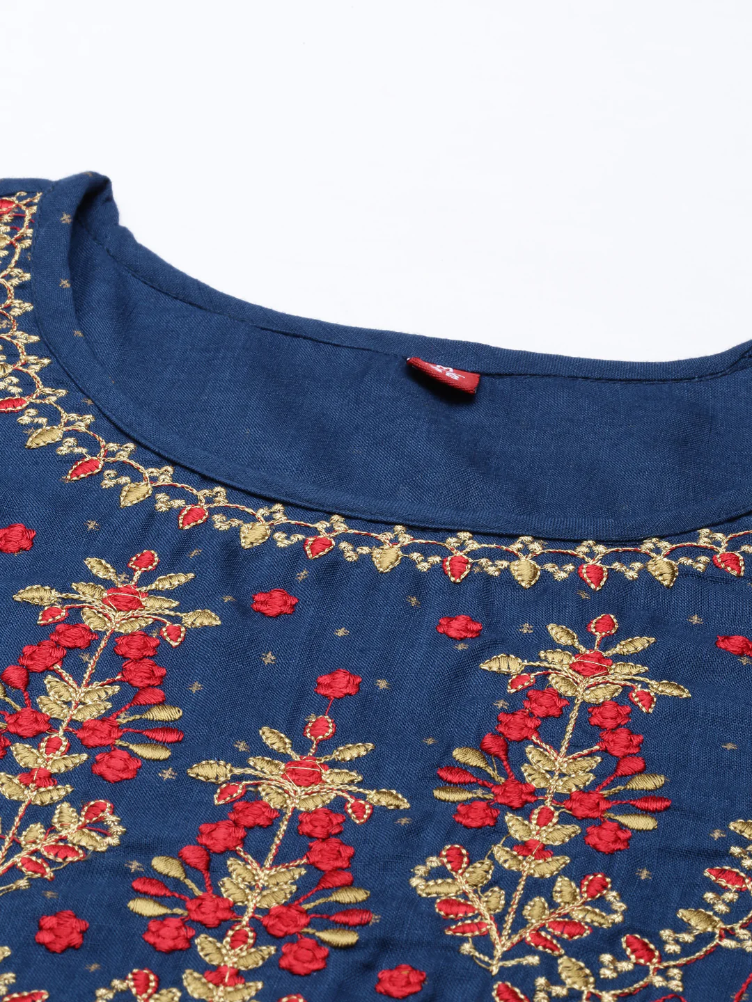Neerus Navy Blue Color Slub Rayon Fabric Kurta - Image 5