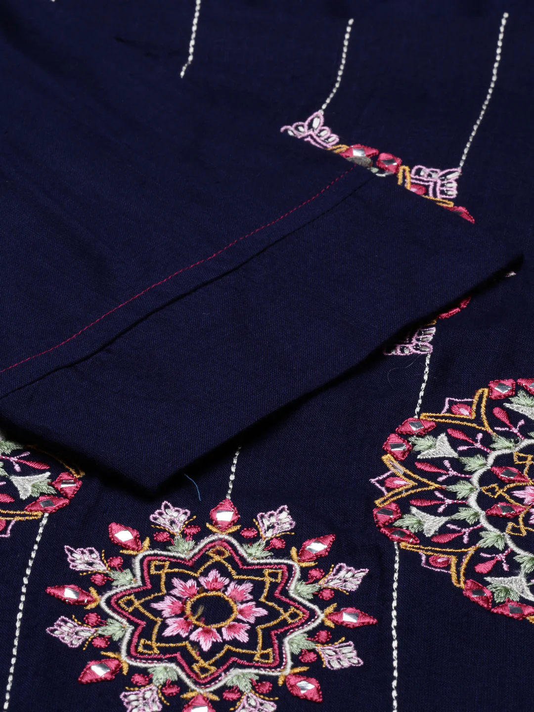 Neerus Navy Blue Color Slub Riyon Fabric Tunic - Image 3