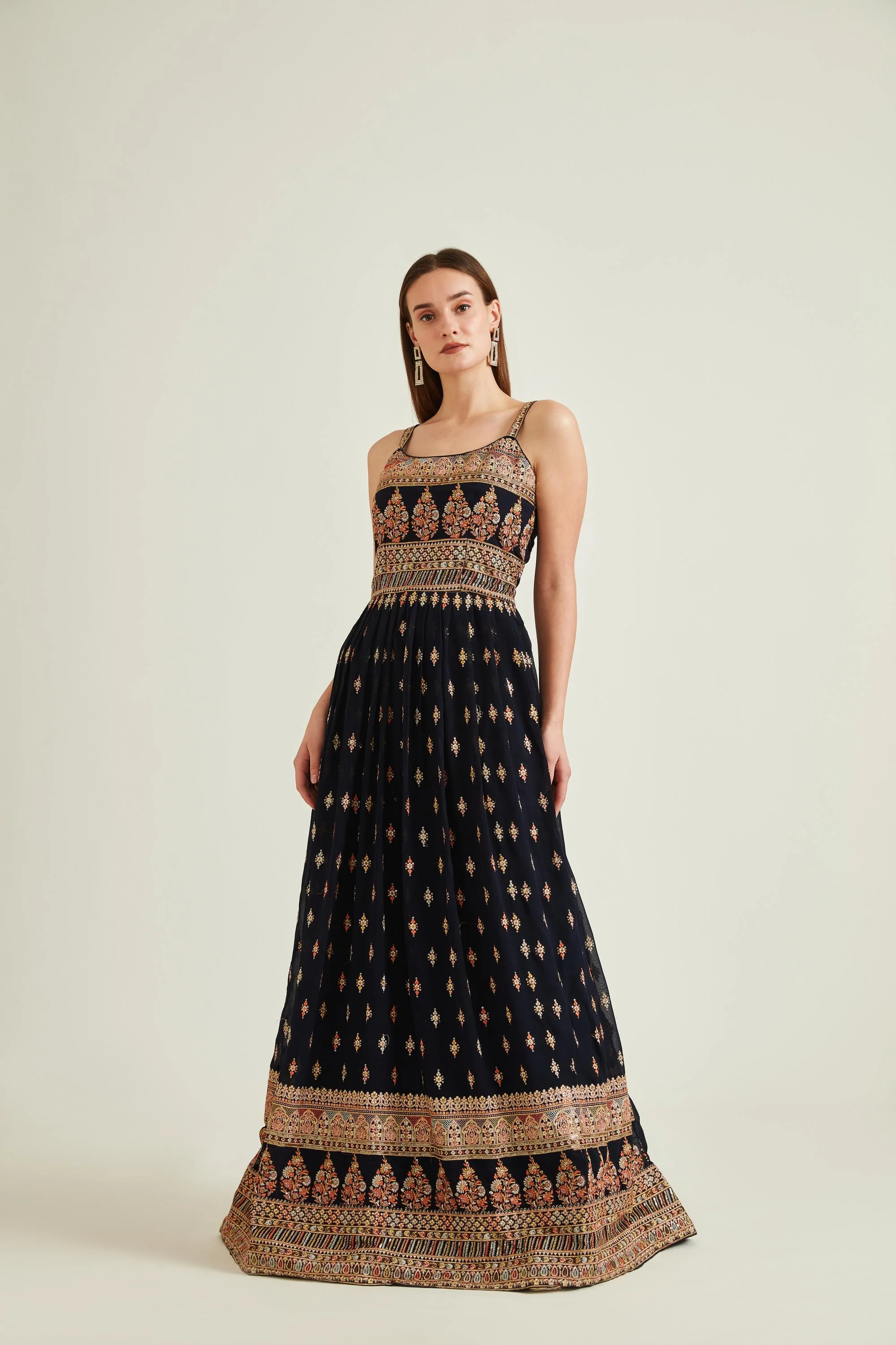 Neerus Navy Blue Colour Georgette Fabric Suit-Anarkali - Image 4