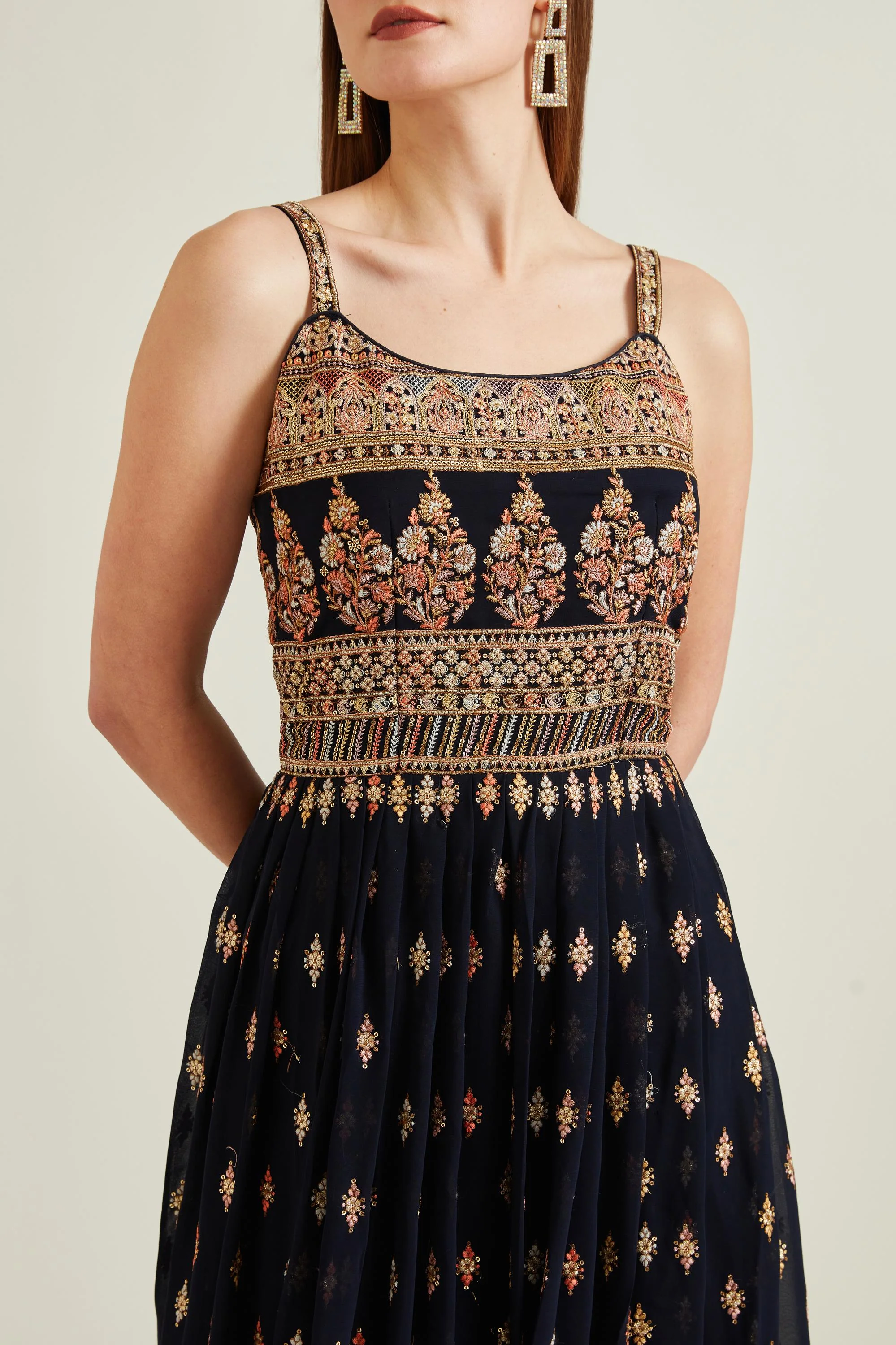 Neerus Navy Blue Colour Georgette Fabric Suit-Anarkali - Image 5