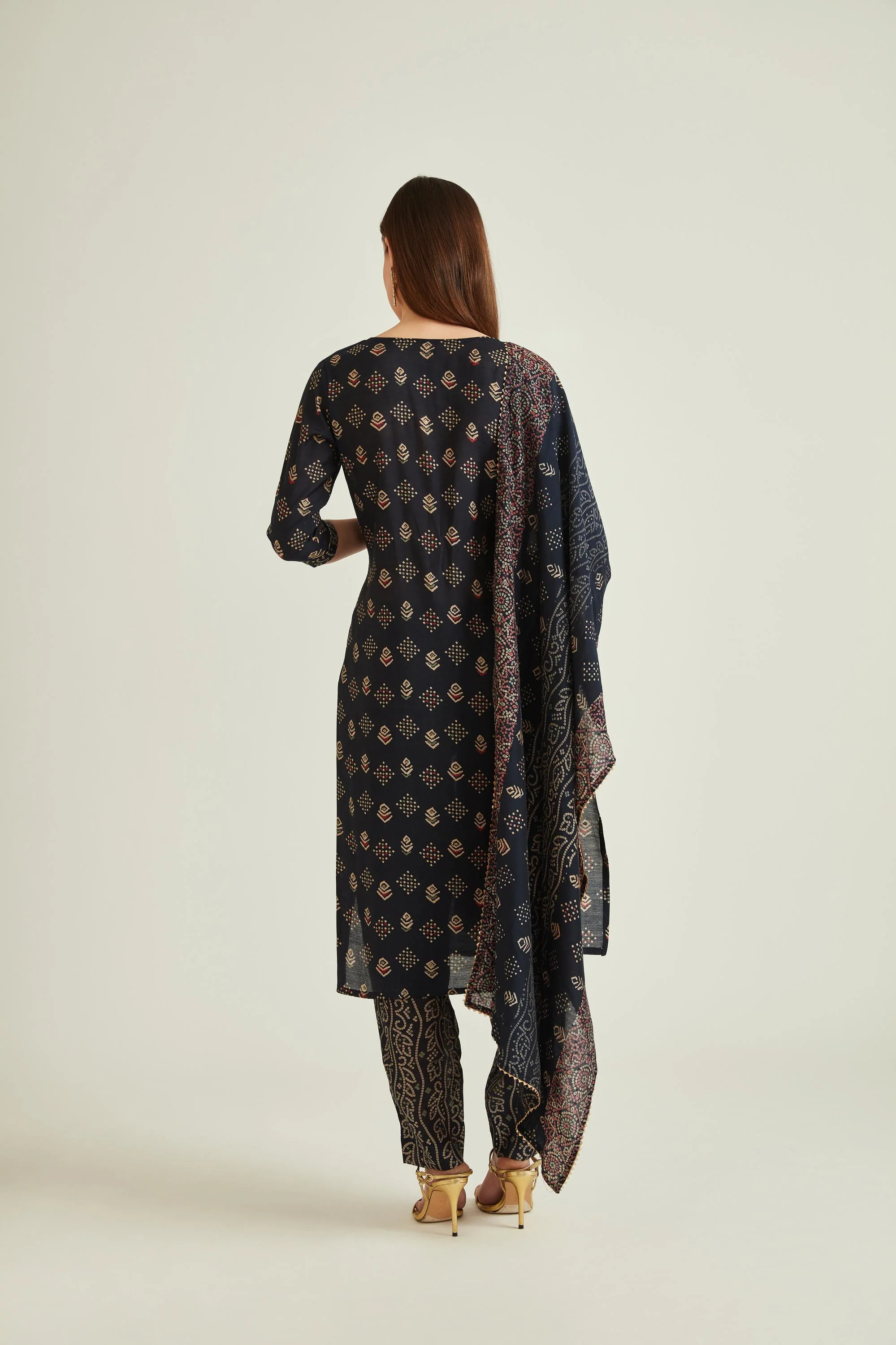 Neerus Navy Blue Colour Muslin Fabric Suit - Image 2