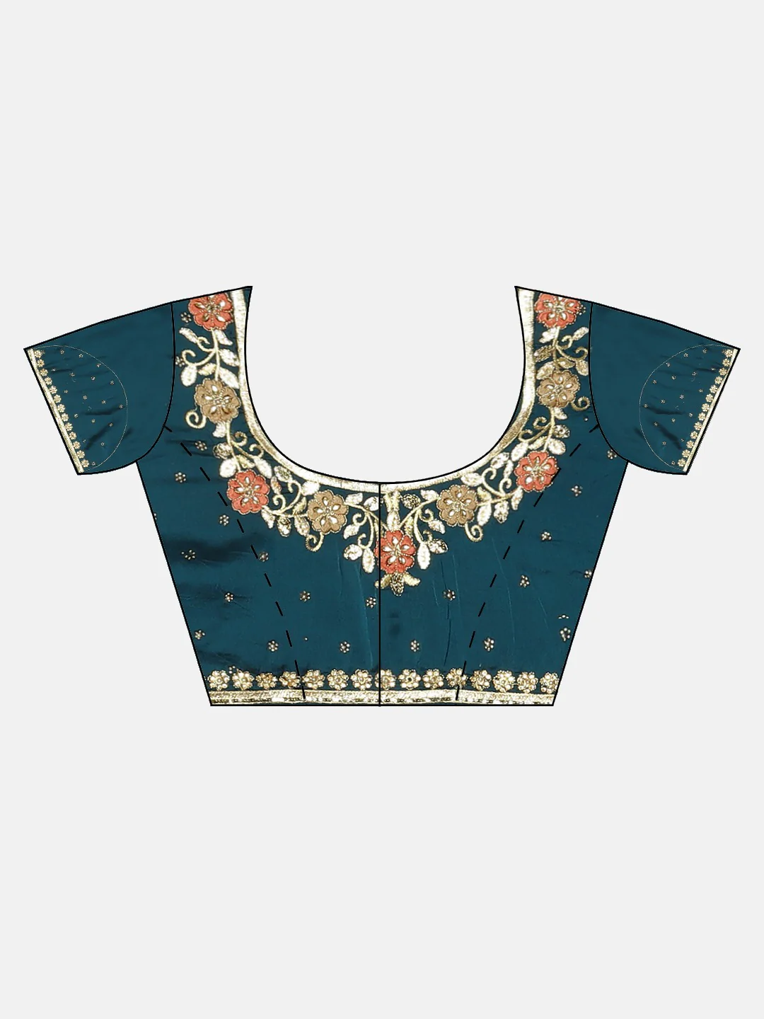 Neerus Navy Blue Navy Blue Poly Crepe Embellished Saree - Image 5