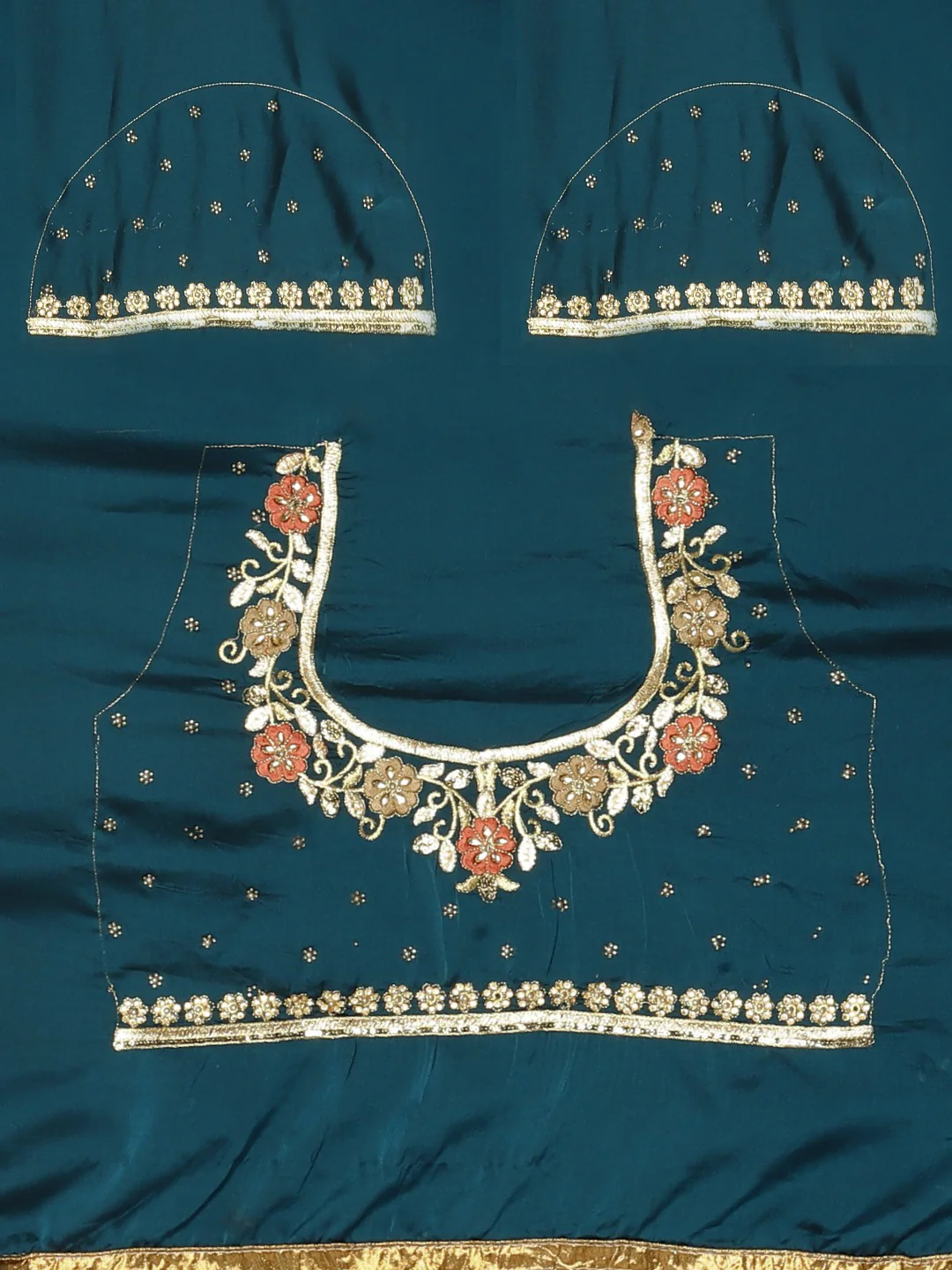 Neerus Navy Blue Navy Blue Poly Crepe Embellished Saree - Image 6