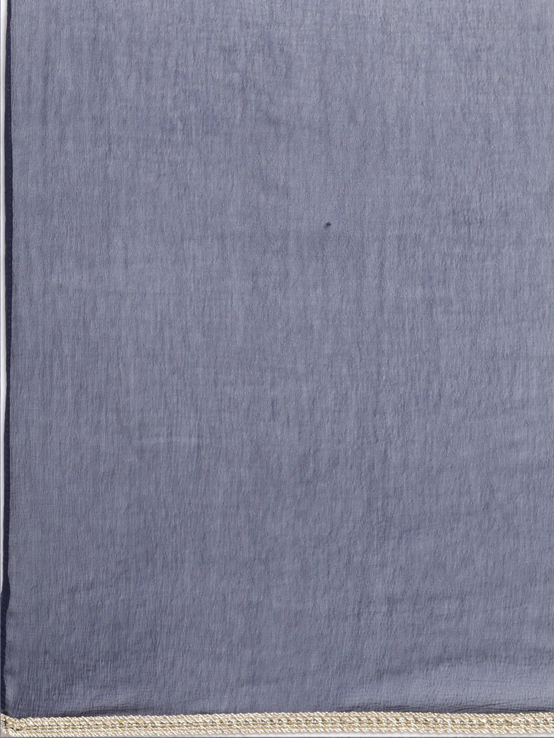 Neerus Navy Blue Pleated Straight Floral Kurta And Trousers With Dupatta - Image 7
