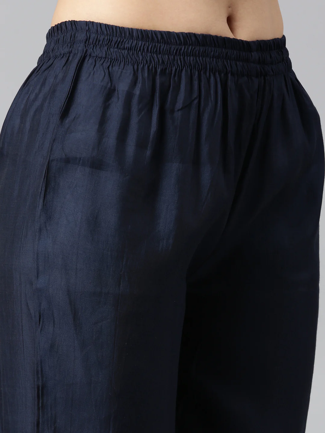 Neerus Navy Blue Pleated Straight Printed Readymade suits - Image 6