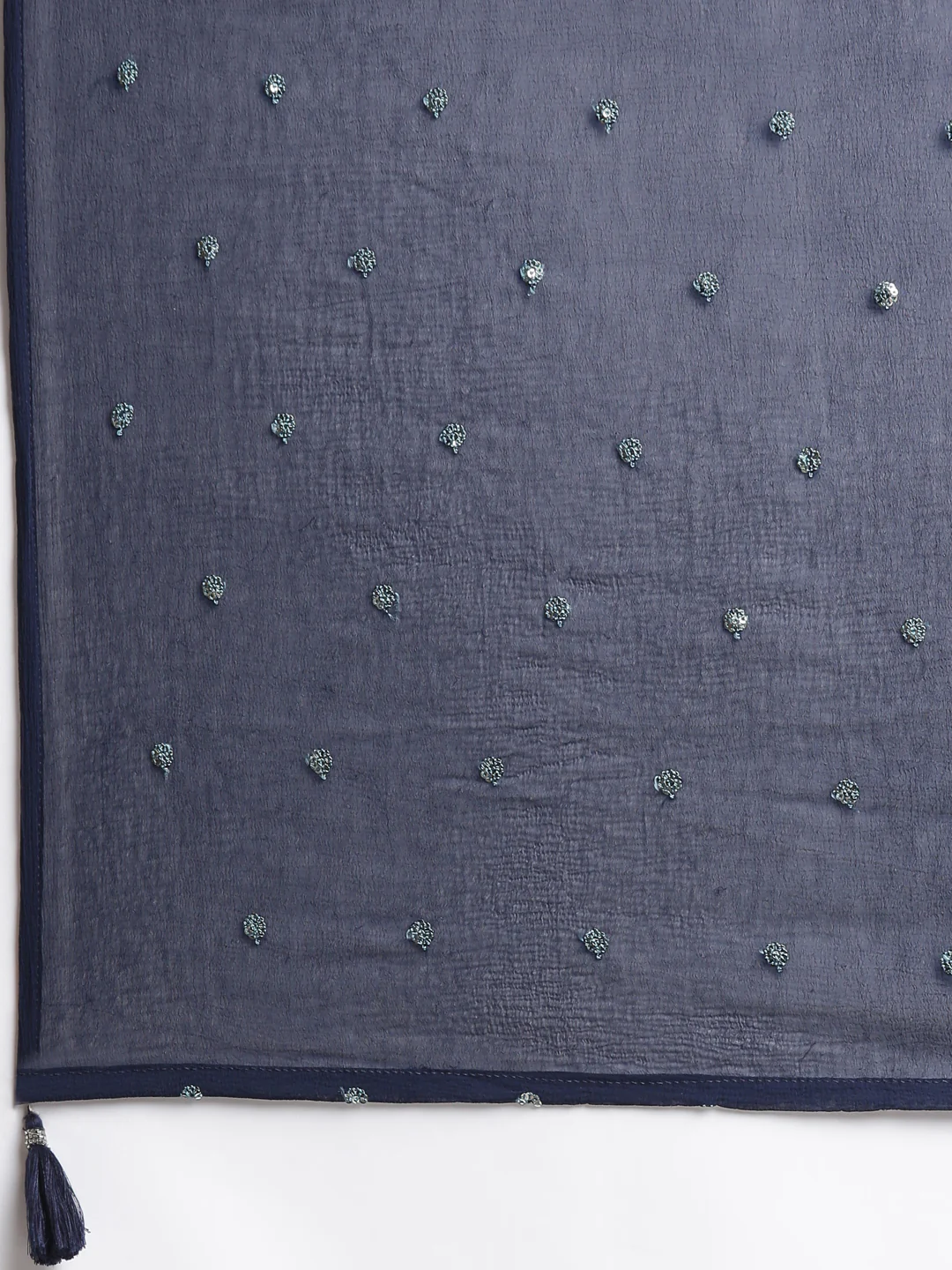 Neerus Navy Blue Printed Anarkali Kurta and Trousers With Dupatta - Image 8
