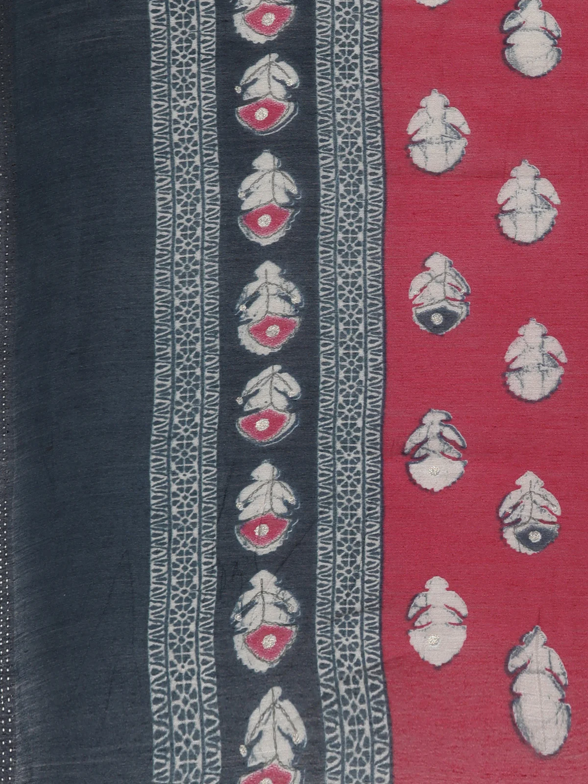 Neerus Navy Blue Regular Knee Length Printed Kurta Solid Trousers With Dupatta - Image 6