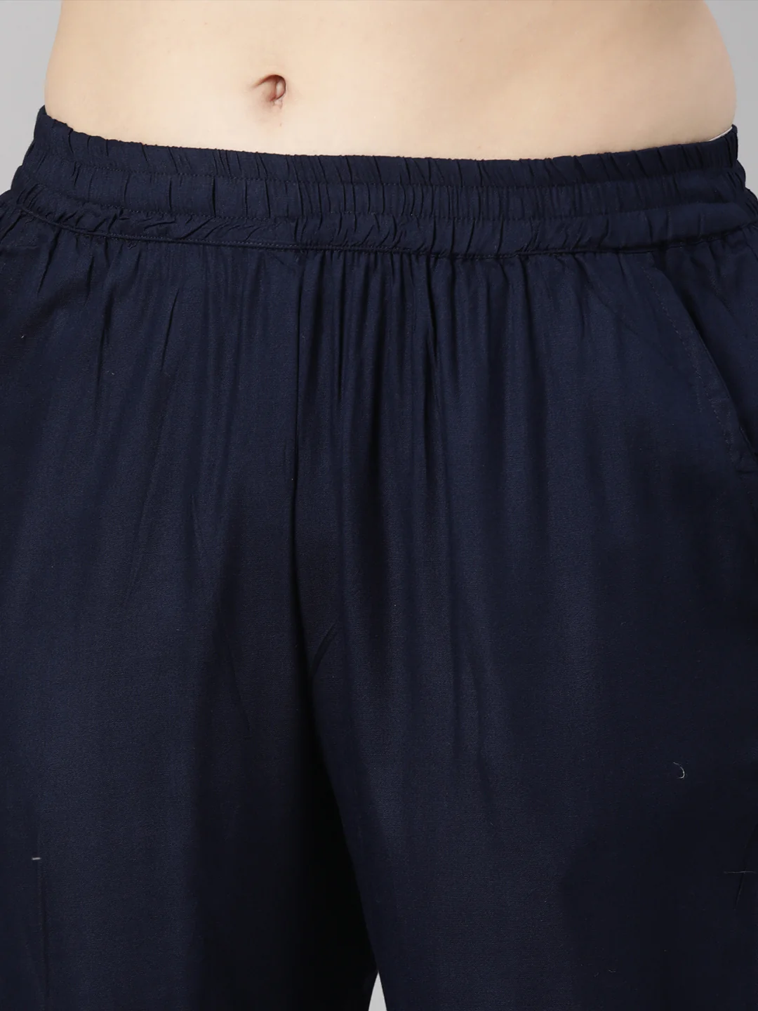Neerus Navy Blue Regular Straight Bandhani Kurta And Trousers With Dupatta - Image 6