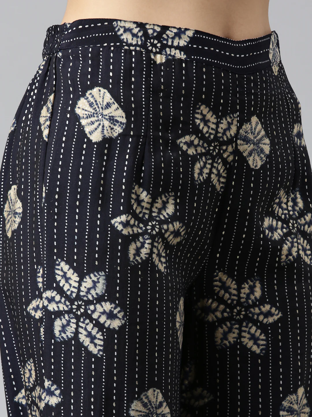 Neerus Navy Blue Regular Straight Printed Kurta And Salwar - Image 6