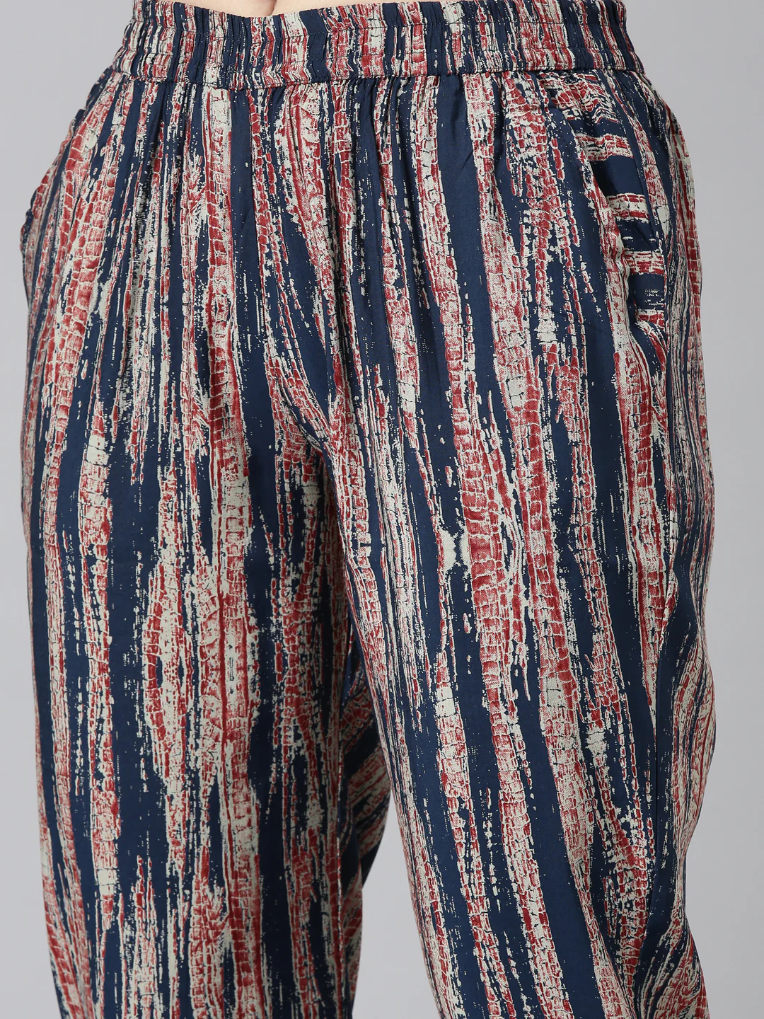 Neerus Navy Blue Regular Straight Printed Kurta And Trousers - Image 6