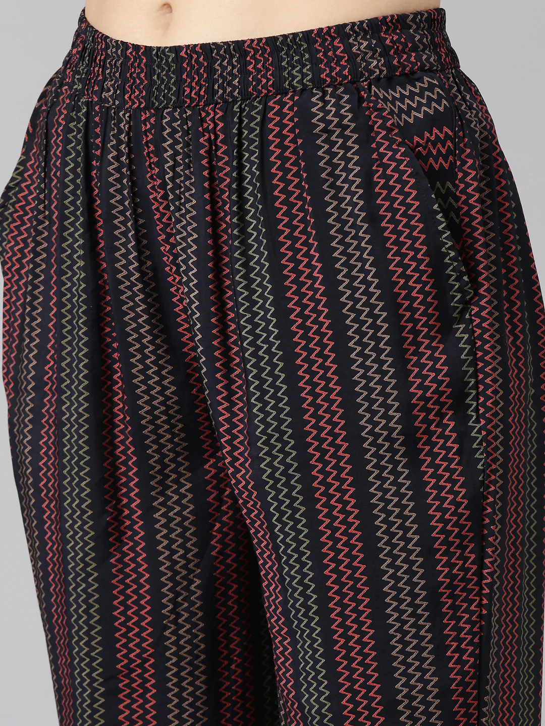 Neerus Navy Blue Regular Straight Printed Readymade suits - Image 6