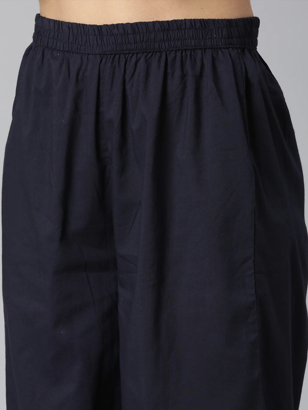 Neerus Navy Blue Regular Straight Solid Kurta and Trousers With Dupatta - Image 6