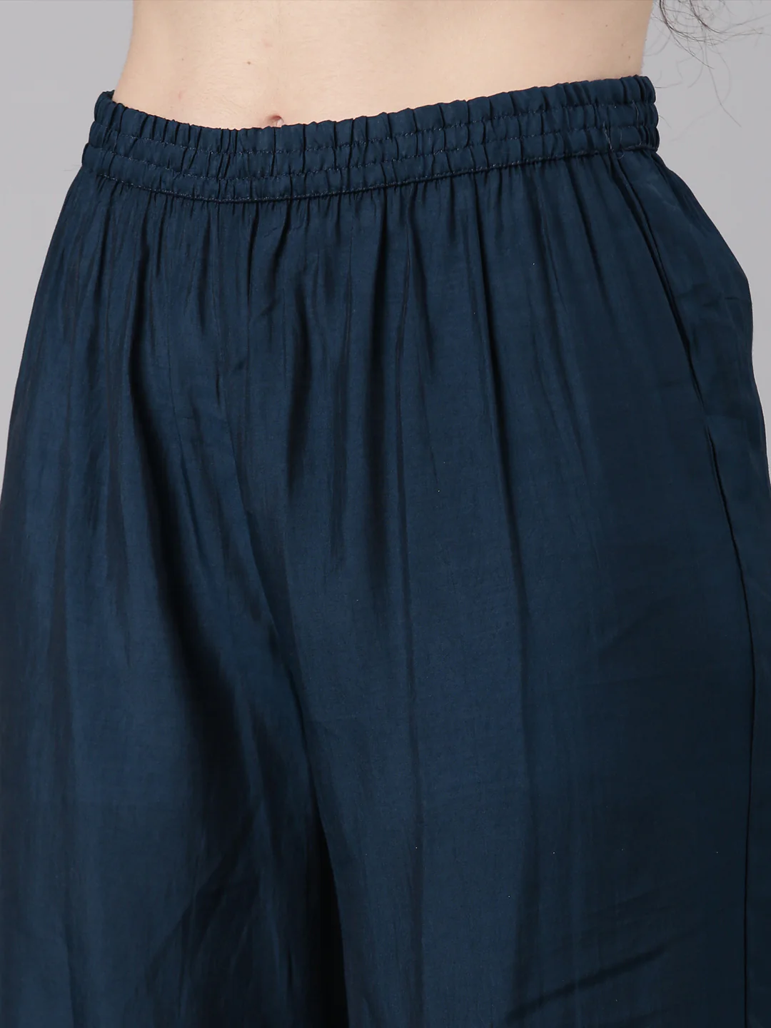 Neerus Navy Blue Straight Casual Leheriya Kurta and Palazzo - Image 7